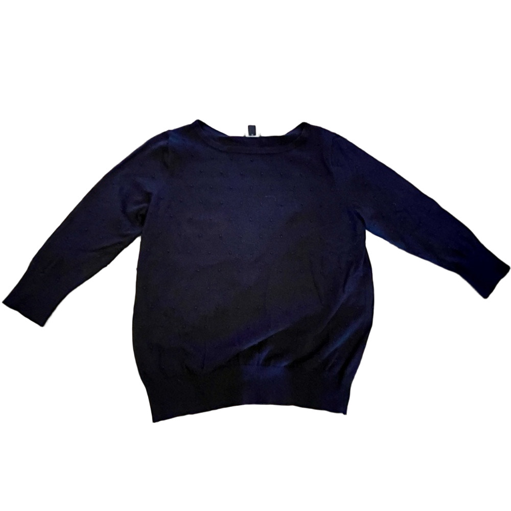 Ann Taylor Essential Black Crew Neck Sweater Dot texture Size Large minimalist